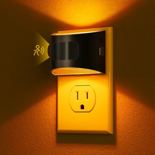Image of DORESshop LED Night Light[4 Pack], Night Lights Plug into Wall, 3 Mode Plug in Night Light with Motion Sensor, Dusk to Dawn Sensor, Nightlights for Adults, Bedroom, Bathroom, Hallway, Amber