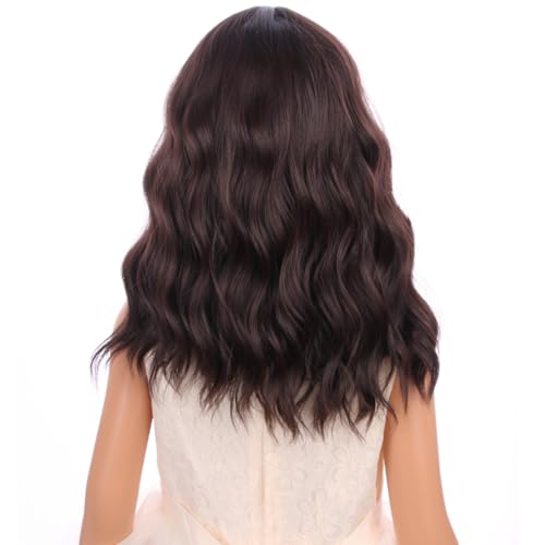 Image of PATTNIUM Kids Dark Brown Wig Girls Short Curly Wavy Brown Wig Child Mixed Brown Wig Cosplay Party Heat Resistant Synthetic Hair Wig