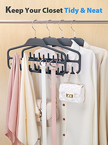Smartake 2-Pack Belt Hangers, 360 Degree Rotatable Tie Racks With 11 Hooks, Non-Slip Durable Hanging Closet Organizer Accessories Holder For Leather Belts, Bow Ties, Scarves, Bags, Jewelry (Grey) #TOP5