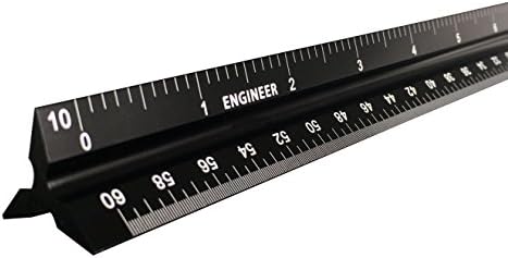Intoy 12 Inch Triangular Engineer Scale Ruler, Anodized Solid Aluminum Core with Laser Etched Scales, Imperial Scale - 1:10, 1:20, 1:30, 1:40, 1:50, 1:60, Ideal for Civil Engineering Drafting