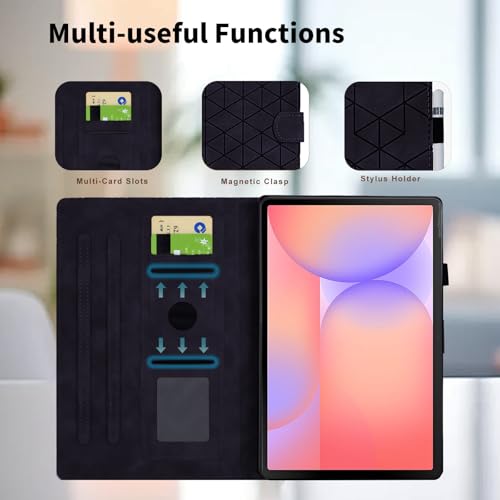 Étui pour Samsung Galaxy Tab S10 FE et S9 FE en cuir PU noir avec support multi-angle