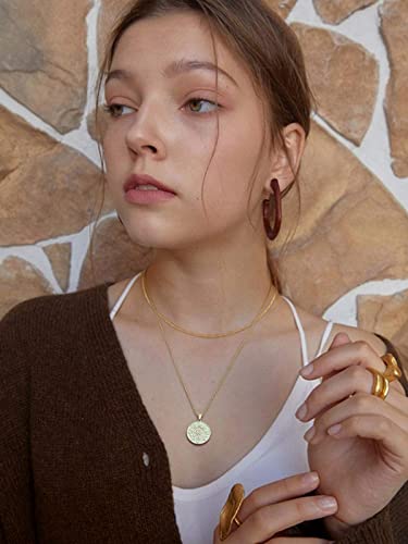 Canevinka 18K Gold Plate Compass Pendant Necklace For Women Dainty Sunflower Coin Necklaces For Girl Personalized Chain Layered Jewelry 18”/20” #TOP2