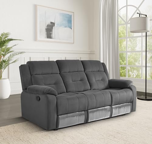 Image of Amazon Brand - Solimo Costa 3 Seater Fabric Manual Recliner (Grey)