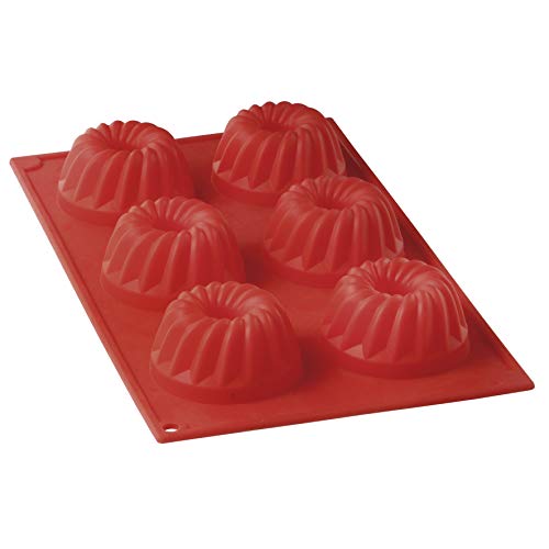 Forma de Silicone para 6 Cupcakes/Pudim Mimo Style Vermelho/Laranja/Verde