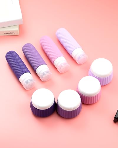 Image of Mrsdry Travel Bottles 8 Pack, TSA Approved 3 oz Toiletries Containers, Leak Proof Silicone Squeezable Essentials Jars with Clear Bag