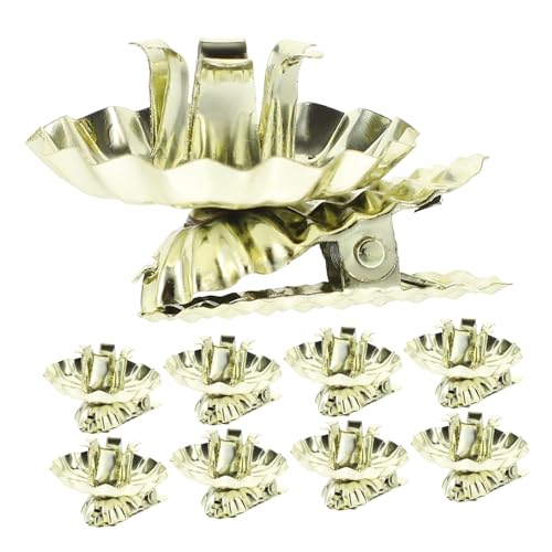 HEATSHAKING 10 Piezas Clips de Metal para Velas Soportes Decorativos Hierro para Árboles de Navidad Portavelas para Fiesta Xmas Base C Color Dorado