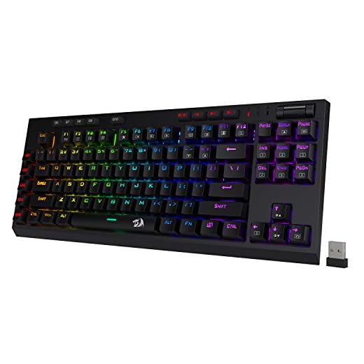 Redragon K596 Vishnu 2.4G Wireless/Wired RGB Mechanical Gaming Keyboard, 87 Keys TKL Compact Keyboard w/Durable Battery, 10 Onboard Macro Keys & Wrist Rest, 10H Play Time, Red Switches