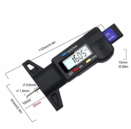 retoo 0-25,4 mm digitale bandenprofielmeter met LCD-display en geschikt voor gebruik bij 0-40 ° Celsius, auto… - Image 8