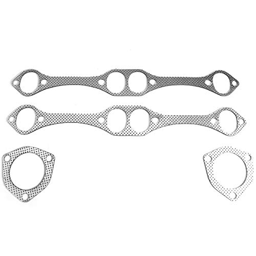 Aluminum Exhaust Manifold Header Gasket Set Compatible With Chevy Sbc Small Block V8 Engine 283 305 327 350 400 #TOP5