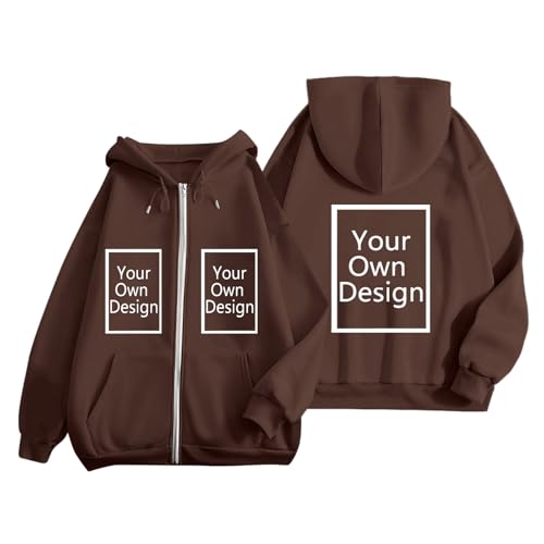 Image of Custom Jackets Design Your Own Full Zipper Hooded Sweatshirt Custom Sweatshirt T Shirts Add Your Own Text or Picture