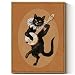InSimSea Vintage Framed Canvas Wall Art, Whimsical Banjo Black Cat Painting, Retro Cottagecore Animal Artwork for Living Room Bathroom Bedroom Music Room Office, 8x10 Inch