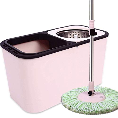 Edelstahl Deluxe 360 ​​Spin MOP Eimer Boden Reinigungssystem inklusive Easy Pressegriff, Home Automatische Dehydrat Mop Edelstahl Doppelantrieb