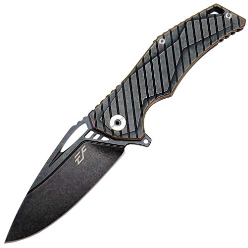 Eafengrow EF955 Titanium Alloy Folding Knife D2 Flipper Knife, Titanium Alloy Handle with Pocket Clip Frame Lock EDC Knife for Camping Tactical Hiking Survival Outdoor