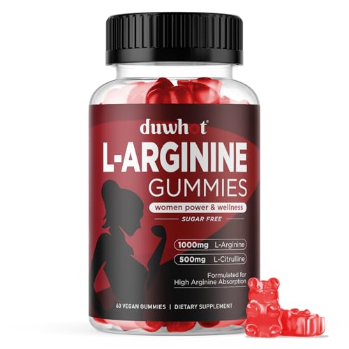 duwhot L-Arginine L Citrulline Gummies for Women, L Arginine 1000mg & L-Citrulline 500mg, with Vitamin C, E, Iron, Folate, Sugar-Free Nitric Oxide Gummies for Energy, Immune Support, 60 Gummies