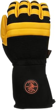 Klein Tools Work Gloves, Durable Soft Grain Leather Lineman Gloves with Padded Knuckles