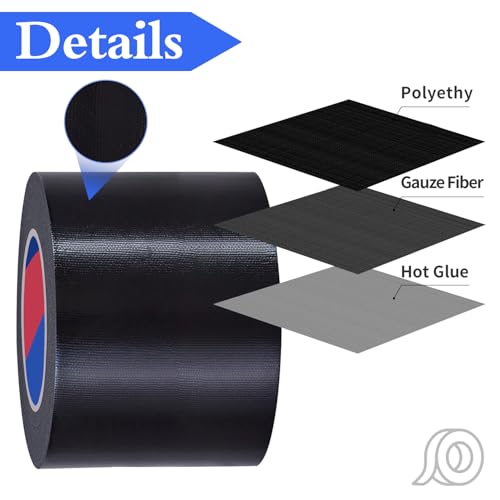 Image of Black Duct Tape 4 Inch x 55 Yards x 10 Mil Thickness Heavy Duty, No Residue, Tear by Hand & Waterproof Duct Tape,Great for Packaging, Home Use, DIY, Projects and Repairs