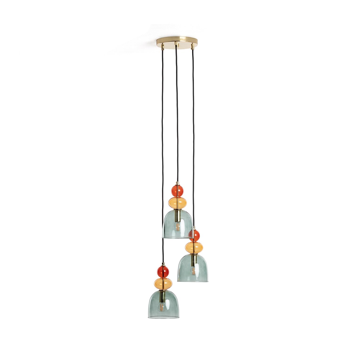 LEDKIA LIGHTING - Pendelleuchte Metall und Glas | Vintage Design | E14 Glühbirnen kompatibel | Verstellbares Aufhängungskabel | Ideal für Esszimmer, Wohnzimmer, Grün, Metall