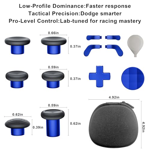 Image of 14-in-1 Controller Accessories Kit Compatible with Xbox Elite Series 2, 6 Premium Metal Thumbsticks, Swap Joysticks, 4 Interchangeable Paddles, 2 D-Pads, 1 Tool & 1 Storage Bag (Blue)