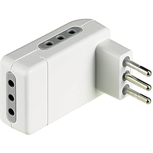 BTicino S3605DE Adattatore salvaspazio Corner-3 Prese Spina 10A-Colore Bianco