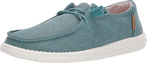 Image of HEYDUDE Women's Wendy Chambray Aqua Size 12 | Women's Shoes | Women's Lace Up Loafers | Comfortable & Light-Weight