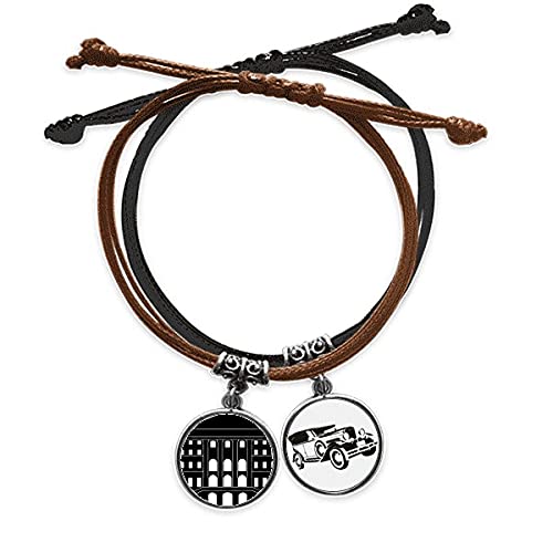 Bracelet Cuir Minibus et Corde Main : Élégance de l'Architecture Historique d'Allemagne