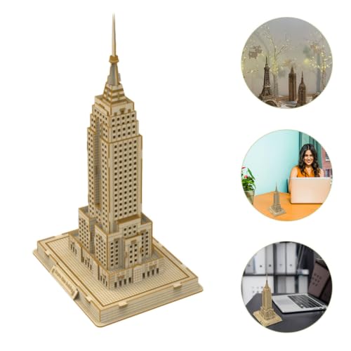 Rompecabezas de madera 3D dorado de basswood con diseño de edificio icónico elegante 7