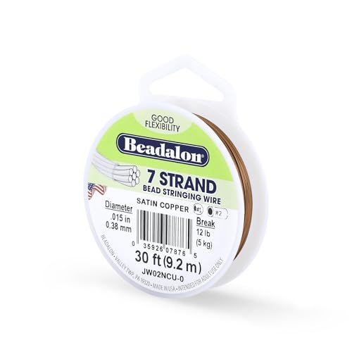 Beadalon 7-Strand Stainless Steel Beading Wire, .015 in / 0.38 mm - Satin Copper