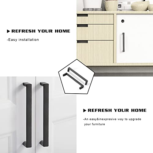 Image of 6 Pack 5 Inch(128mm) Kitchen Cabinet Handles Matte Black Cabinet Pulls Kitchen Cabinet Hardware Drawer Pulls for Dresser Cupboard Wardrobe