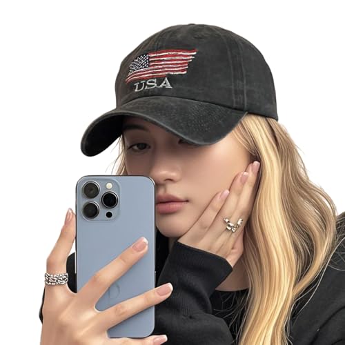 American Flag Hat Distressed Cotton Baseball Cap USA Vintage Trucker Hat Adjustable Dad Cap for Men Women Black - Image 8