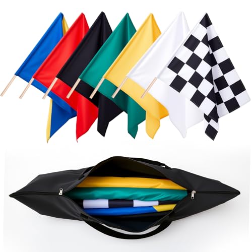 SmoothNovelty Racing Flags Set of 7 with Poles, 24" x