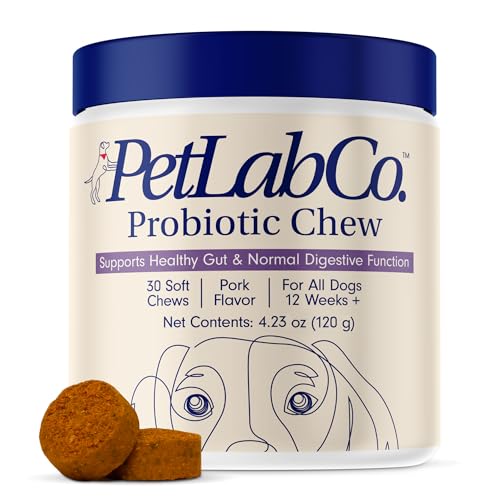 PetLab Co. Probiotics for Dogs, Support Gut Health, Occasional Diarrhea, Digestive Health & Seasonal Allergies – Pork Flavor – 30 Soft Chews – Packaging May Vary