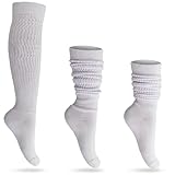 AWS/American Made Slouchy Scrunch Cotton Slouch Socks for Women Shoe Size 5 to 10 (White, 3 Pairs)