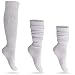 Women's Extra Long Heavy Slouch Cotton Socks Made in USA Size 9 to 11 (3 Pairs - White)