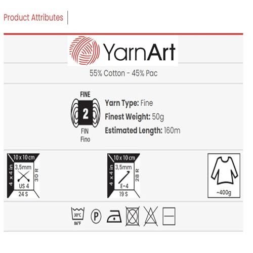 Image of YarnArt Genius Soft Cotton Acrylic Blend Yarn - Amigurumi, Crochet and Knitting -%55 Cotton-45% Acrylic, Craft Yarn for Kids and Adults Garments, Baby Items and Accessories, 174 yds / 50 g