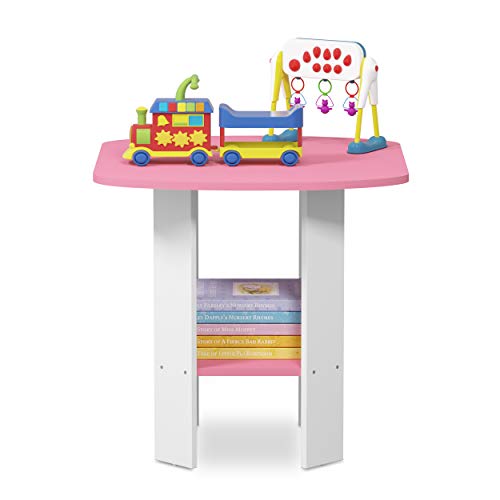 Image of FURINNO Simple Design End /SideTable, 1-Pack, Pink /White
