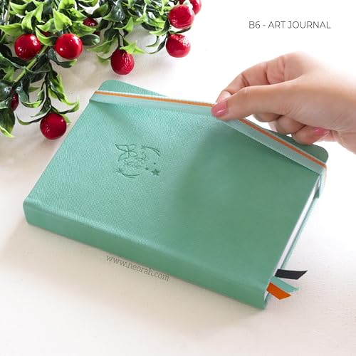 Image of NEORAH - B6 - ART JOURNAL | 200Gsm Dotgrid Notebook |144 Pages(17.5 x 12.5 cm) | Lay Flat |HardCover Bullet - Journal |3 Bookmarks |Elastic Closure| Inner BackPocket | Ideal-Bujo,Drawing (TEAL)