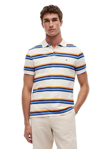 Image of Tommy Hilfiger Men's Short Sleeve Polo Shirts in Regular Fit With Stretch and Organic Pique Cotton