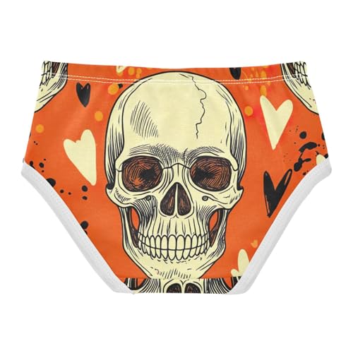 Vintage Skulls Orange Girl Panties Cute Toddler Underwear Custom Cotton Pattern Underpants Briefs 2t2