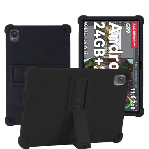 YHFZR Coque pour Blackview Mega 1 Tablet 11,5 Pouce, Silicone Antichoc Léger Housse de Protection avec Support Stand pour Blackview Mega 1 Tablet 11,5 Pouce, Noir