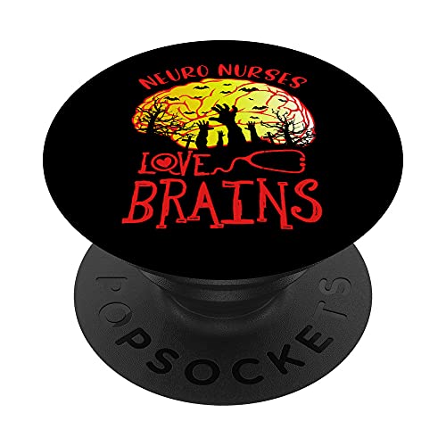 Neurology Nursing Crew RN Halloween Neuro Nurses Love Brains PopSockets Swappable PopGrip