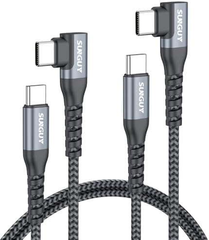 Right Angle USB C to USB C Cable 3FT [2Pack] 60W Fast Charging USBC Cable Braided Type C Data, 90 Degree C Port Charger Cord Android Auto Carplay for i-Phone 17/16/15 Series, i-Pad, MacBook, Samsung