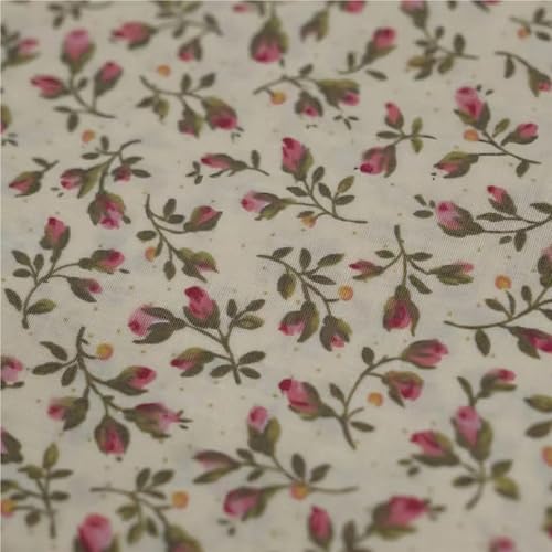 Tissu imprimé floral petites branches fleurs pour DIY rose