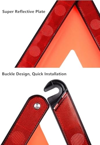 aikko Safety Triangle Kit Road Emergency Warning Reflector Roadside Reflective Early Warning Sign, Foldable 6 Pack of Emergency Car Kit — view 3