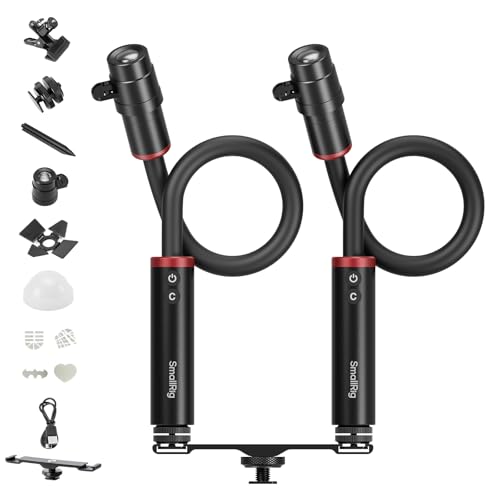 SMALLRIG RM 03 Lampe LED pour Macrophotographie - Lot de 2, Angle de Faisceau Réglable, 5 Couleurs CRI95, Lampe Flexible avec Griffe Porte-Accessoires, Pince,...