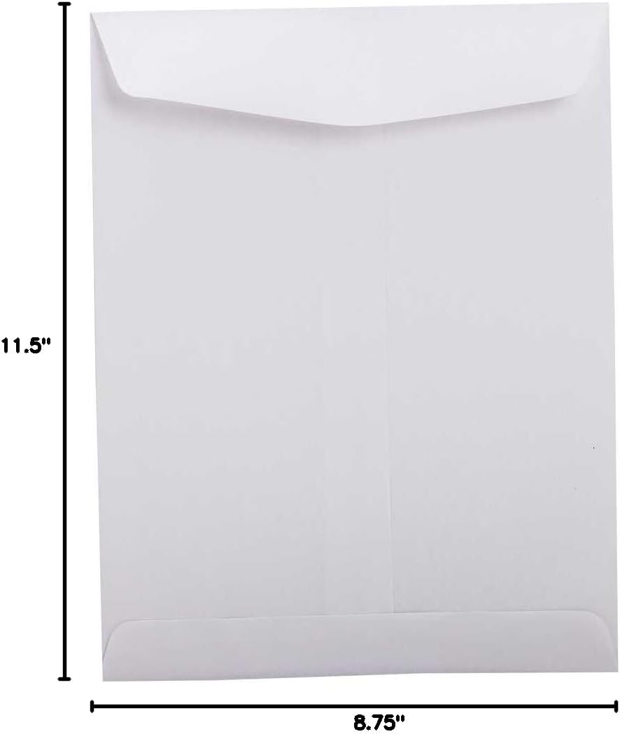 JAM PAPER 8 3/4 x 11 1/2 Open End Catalog Commercial Envelopes - White - 100/Pack