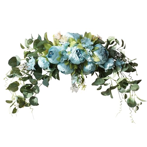 H&S BRIDAL Wedding Arch Flowers, 30 Inch Rustic Artificial Floral Swag for Door Lintel, Green Leaves Rose Peony Sunflowers Table Centerpieces Home Decoration