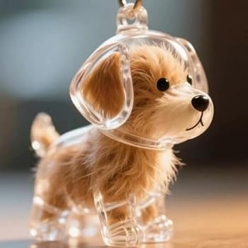 Dog Hair Keychain Keepsake – Transparent Memory Capsule For Pet Fur, DIY Gift For Dog Lovers (Golden Retriever)