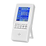 Luftqualitätsmonitor für den Innenbereich, präziser Luftdetektor für Formaldehyd (HCHO) CO2 TVOC PM2.5/PM10, Lufttestkits für zu Hause mit buntem LCD-Display, geeignet für: