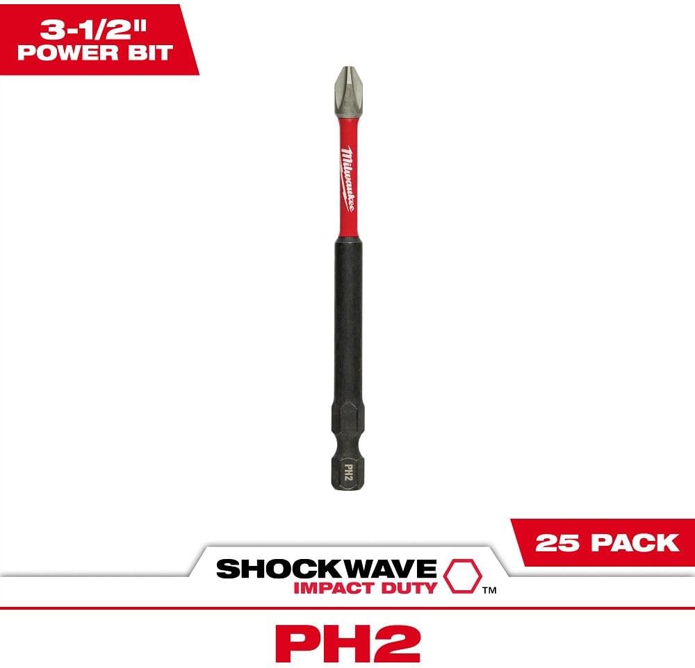 Milwaukee 48-32-4191 Shockwave 3-1/2" Power Bit Phillips #2 (25 Pack)