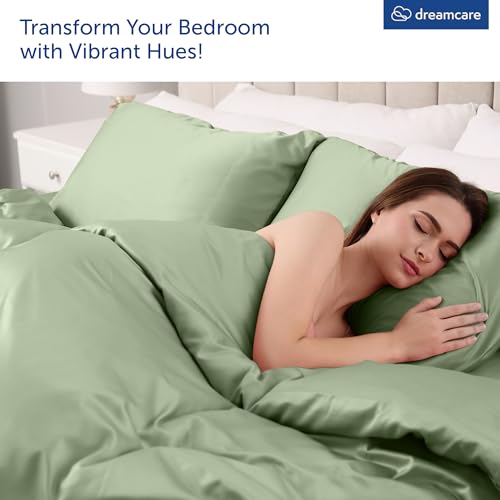 Image of DREAMCARE California King Sheet Sets - 4 pcs Breathable Cooling Sheets - up to 15 inch Deep California King Sheets with Side Pockets - Extra Soft 100% Brushed Hypoallergenic Hotel Luxury - Mineral Blue